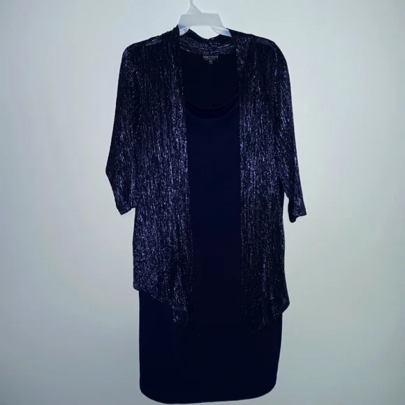 connected apparel | Dresses | Connected Apparel Womens Evening Midi Navy  Blue Dress Size 22w | Poshmark